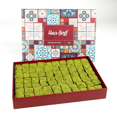 İçi Dışı Antep Fıstıklı Çikolatalı Bohça Lokum (Motif Desenli Kutu) 1200g - 5