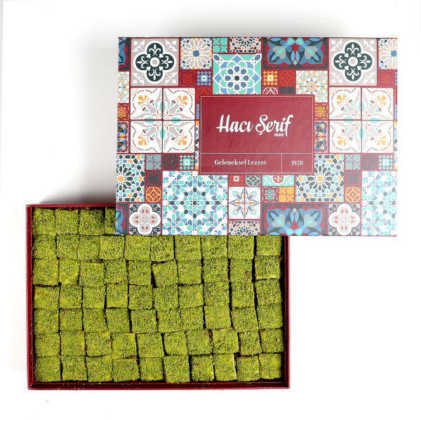 İçi Dışı Antep Fıstıklı Çikolatalı Bohça Lokum (Motif Desenli Kutu) 1200g - 7