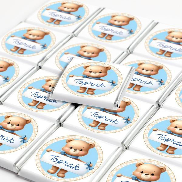  İsimli Erkek Bebek 70 Adet Madlen Çikolata (Metal Kutu) Sevimli Karakterler - 2