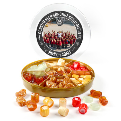 İsimli Fotoğraflı Öğretmenler Günü Hediyesi El Yapımı Karışık Akide Şekeri 400g - 2