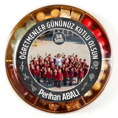 İsimli Fotoğraflı Öğretmenler Günü Hediyesi El Yapımı Karışık Akide Şekeri 400g - 3