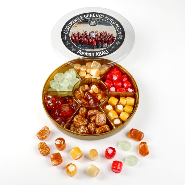 İsimli Fotoğraflı Öğretmenler Günü Hediyesi El Yapımı Karışık Akide Şekeri 400g - 4