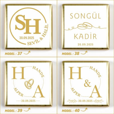 İsimli Gold Ayaklı Cam Tabak Yuvarlak Söz Nişan Çikolatası - 13