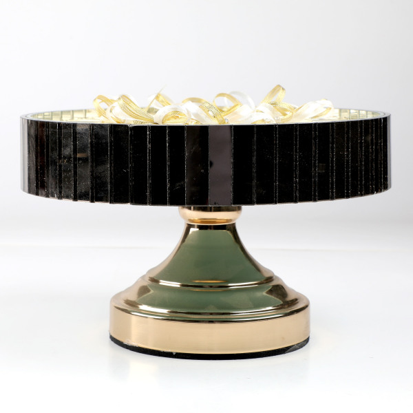 İsimli Gold Ayaklı Cam Tabak Yuvarlak Söz Nişan Çikolatası - 18