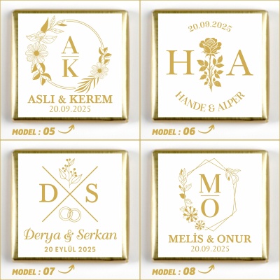 İsimli Gold Dikdörtgen Aynalı Tepsi Söz Nişan Çikolatası - 5