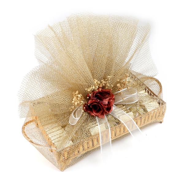 İsimli Gold Dikdörtgen Aynalı Tepsi Söz Nişan Çikolatası - 1