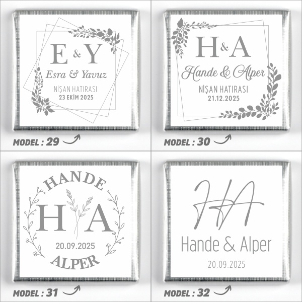 Gümüş Ayaklı Cam Tabak Söz Nişan Kız İsteme Çikolatası - 11