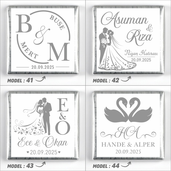 Gümüş Ayaklı Cam Tabak Söz Nişan Kız İsteme Çikolatası - 14