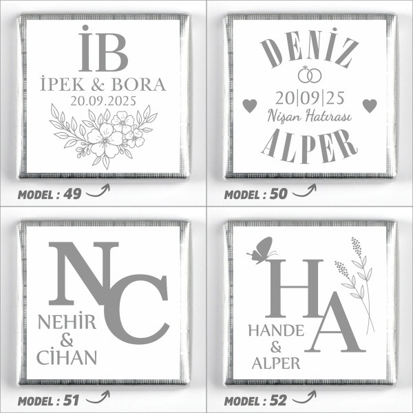 Gümüş Ayaklı Cam Tabak Söz Nişan Kız İsteme Çikolatası - 16