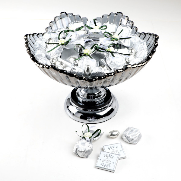 Gümüş Ayaklı Cam Tabak Söz Nişan Kız İsteme Çikolatası - 2