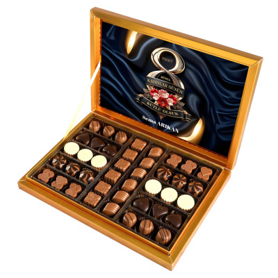 İsimli Kadınlar Günü Hediye Special Çikolata 480g (Gold Kutu) - 1