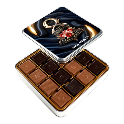 İsimli Kadınlar Günü Hediyesi 64 Adet Sütlü Bitter Madlen Çikolata (Metal Kutu) - 1