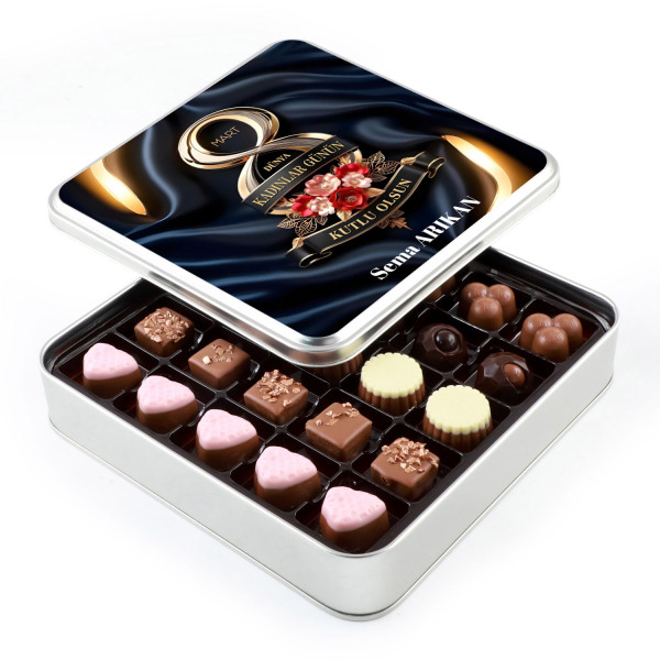 İsimli Kadınlar Günü Hediyesi Special Çikolata (Metal Kutu) - 1