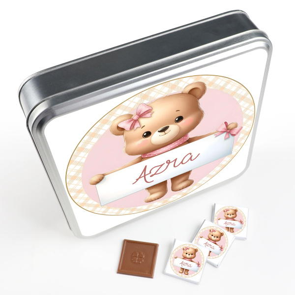  İsimli Kız Bebek 70 Adet Madlen Çikolata (Metal Kutu) Sevimli Karakterler - 5
