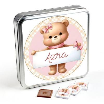  İsimli Kız Bebek 70 Adet Madlen Çikolata (Metal Kutu) Sevimli Karakterler - 6