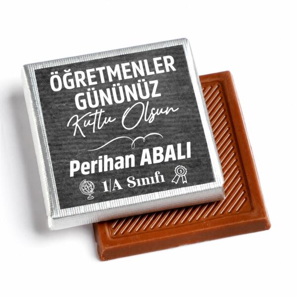 İsme Özel Öğretmenler Günü Hediyesi (32 Adet Madlen Çikolata Metal Kutu) Model 3 - 6