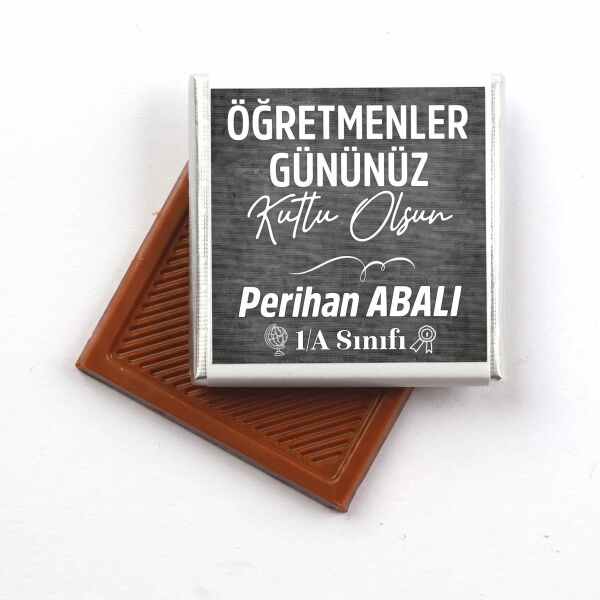 İsimli Öğretmenler Günü Hediyesi (40 Adet Madlen Çikolata) (Asetat Kutu) Model 3 - 3