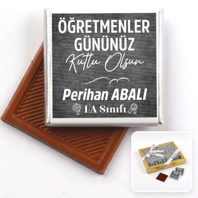 İsimli Öğretmenler Günü Hediyesi (40 Adet Madlen Çikolata) (Asetat Kutu) Model 3 - Hacı Şerif
