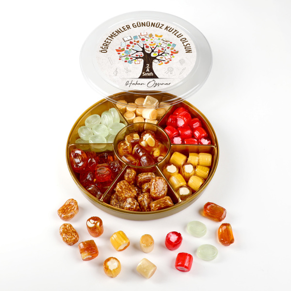 İsimli Öğretmenler Günü Hediyesi El Yapımı Karışık Akide Şekeri 400g Ağaç - 1