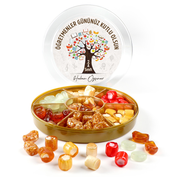 İsimli Öğretmenler Günü Hediyesi El Yapımı Karışık Akide Şekeri 400g Ağaç - 3