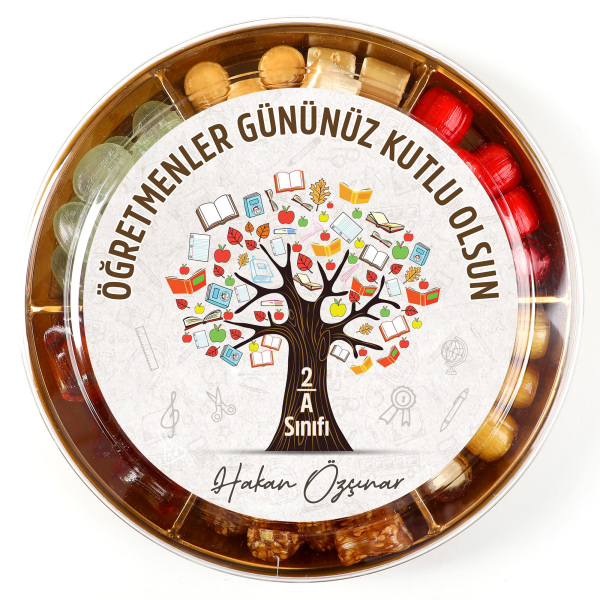 İsimli Öğretmenler Günü Hediyesi El Yapımı Karışık Akide Şekeri 400g Ağaç - 5