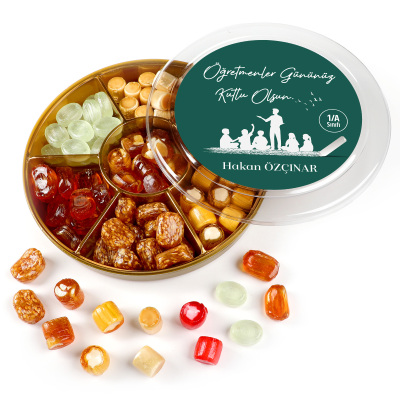 İsimli Öğretmenler Günü Hediyesi El Yapımı Karışık Akide Şekeri 400g Yeşil - 3