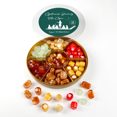 İsimli Öğretmenler Günü Hediyesi El Yapımı Karışık Akide Şekeri 400g Yeşil - 5