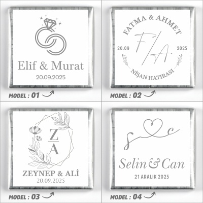 İsimli Söz Nişan 70 Adet Madlen Çikolata (Asetat Kutu) Gümüş - 3