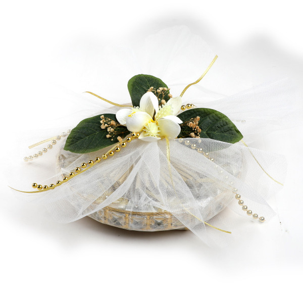 İsimli Yuvarlak Taşlı Ayaklı Tepsi Söz Nişan Çikolatası - 1