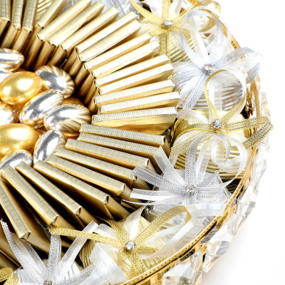 İsimli Yuvarlak Taşlı Ayaklı Tepsi Söz Nişan Çikolatası - 17