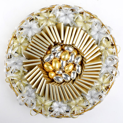 İsimli Yuvarlak Taşlı Ayaklı Tepsi Söz Nişan Çikolatası - 18