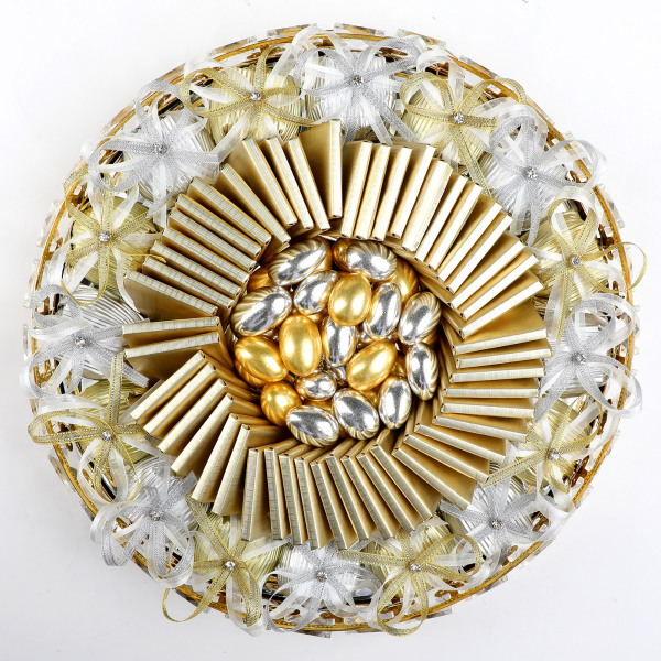 İsimli Yuvarlak Taşlı Ayaklı Tepsi Söz Nişan Çikolatası - 18