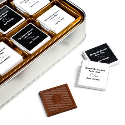 İsme Özel ​Öğretmenler Günü Hediyesi (32 Adet Madlen Çikolata Metal Kutu) Model-3 - 4