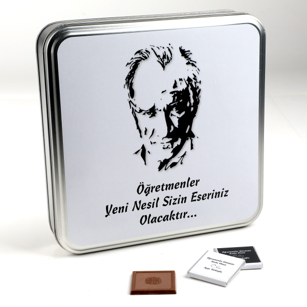 İsme Özel ​Öğretmenler Günü Hediyesi (32 Adet Madlen Çikolata Metal Kutu) Model-3 - 3