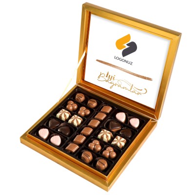 İyi Bayramlar Hediyesi Firmalara Özel Kurumsal Promosyon Logolu Special Çikolata 285g (Gold Kutu) - Hacı Şerif
