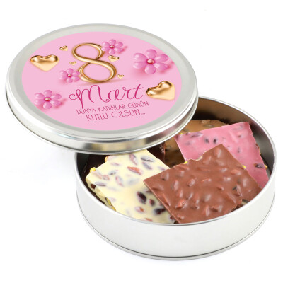 Kadınlar Günü Hediyesi Bayramyeri Kırık Çikolata(Metal Kutu-Karışık) - Hacı Şerif