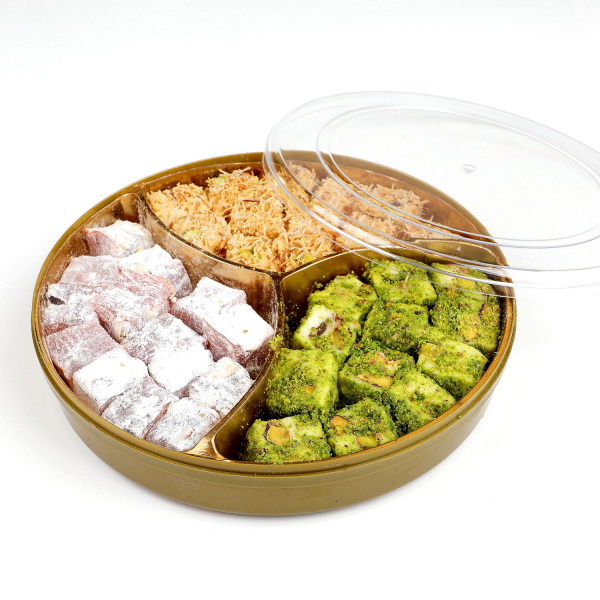 Karışık Çerezli Çifte Kavrulmuş Lokum Yuvarlak Kutu 300g - 1