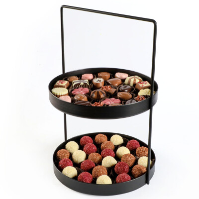 Karışık Special-Truffle Hediye Çikolata (Metal Katlı Sunum Siyah) - Hacı Şerif