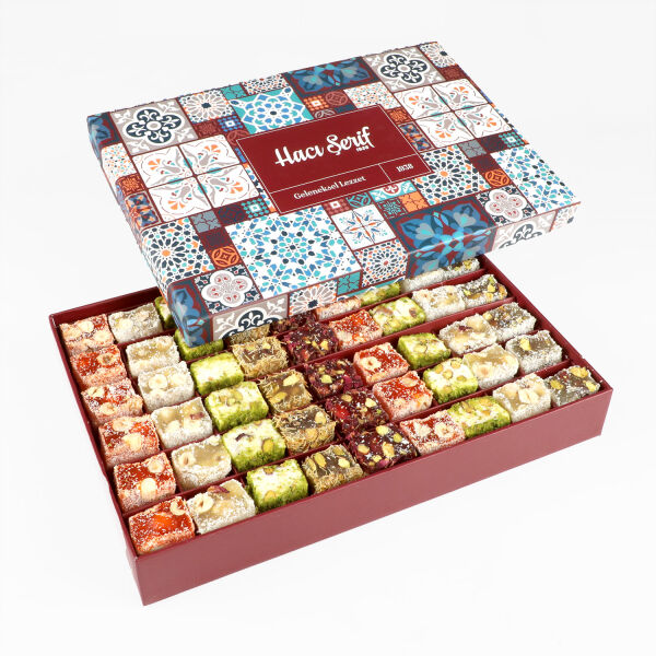 Karışık Sultan Lokumu Motif Desenli Kutu 900gr - 1