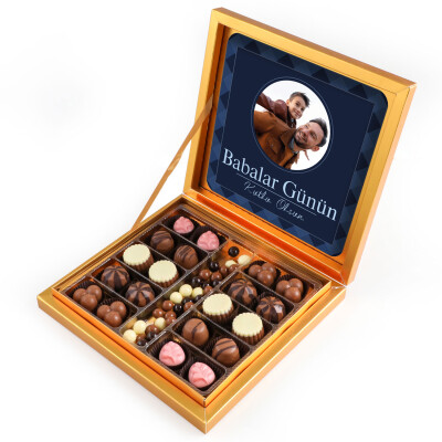 Kendi Fotoğrafınız ile Babalar Günü Hediyesi Kahve Drajeli Special Çikolata 290g (Gold Kutu) - Hacı Şerif