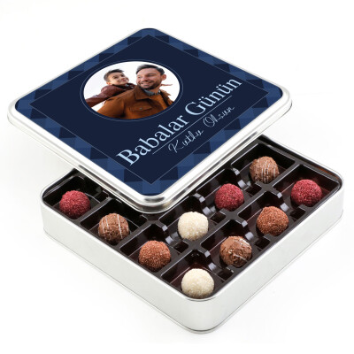 Kendi Fotoğrafınız ile Babalar Günü Hediyesi Karışık Special Truffle Çikolata (Metal Kutu) - Hacı Şerif