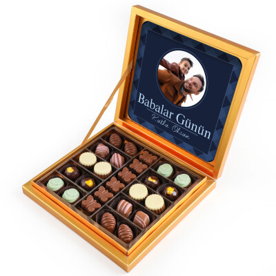 Kendi Fotoğrafınız ile Babalar Günü Hediyesi Special Çikolata 285g (Gold Kutu) - Hacı Şerif