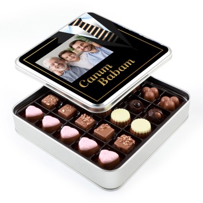 Kendi Fotoğrafınız İle Babalar Günü Hediyesi Special Çikolata (Metal Kutu) - Model-1 - Hacı Şerif