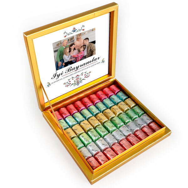 Kendi Fotoğrafınız ile Bayram Hediyesi Baton Çikolata Gold Kutu 495g - 1