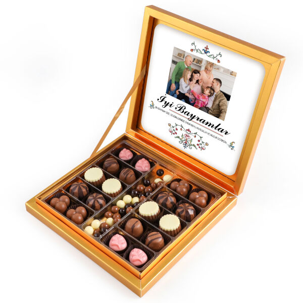 Kendi Fotoğrafınız ile Bayram Hediyesi Kahve Drajeli Special Çikolata 290g (Gold Kutu) - 1