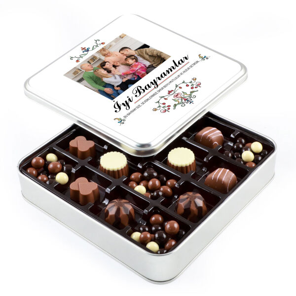 Kendi Fotoğrafınız ile Bayram Hediyesi Kahve Drajeli Special Çikolata (Metal Kutu) - 1