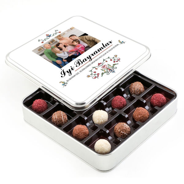 Kendi Fotoğrafınız ile Bayram Hediyesi Karışık Special Truffle Çikolata (Metal Kutu) - 1