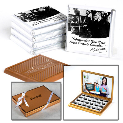 Kendi Fotoğrafınız ile Öğretmenler Günü Hediyesi 48 Adet Madlen Çikolata ( Gold Kutu ) - 1