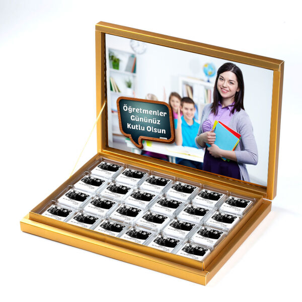 Kendi Fotoğrafınız ile Öğretmenler Günü Hediyesi 48 Adet Madlen Çikolata ( Gold Kutu ) - 2