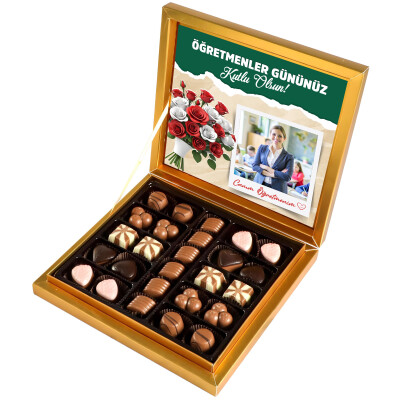 Kendi Fotoğrafınız ile Öğretmenler Günü Hediyesi Special Çikolata 285g (Gold Kutu) - 1